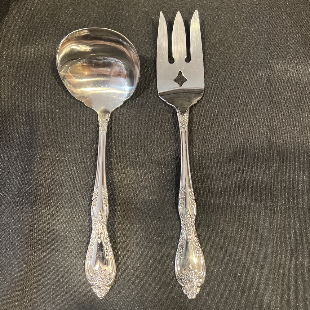 Oneida Profile GALVESTON Stainless Flatwear 2pc Gravy Ladle & Serving Fork